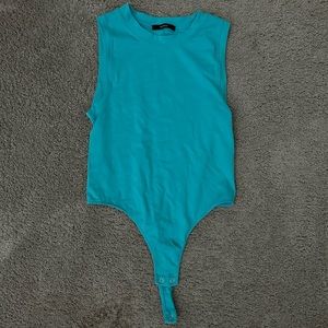 Bright blue tank top body suit